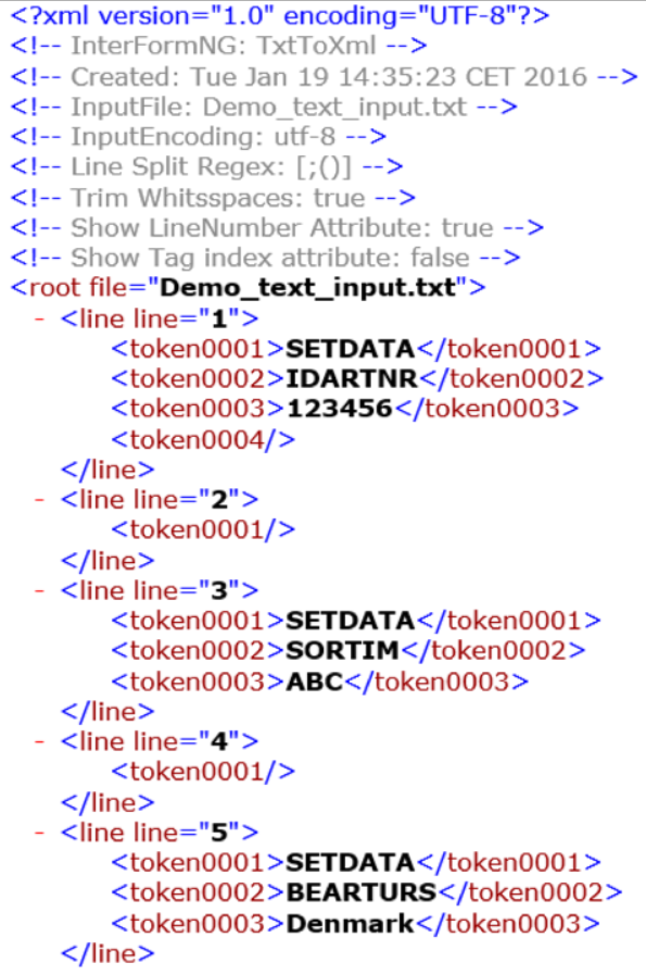 Example: Text to XML